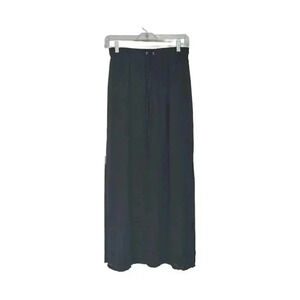 FCNY Black Chiffon High Side Slit Column Maxi Skirt